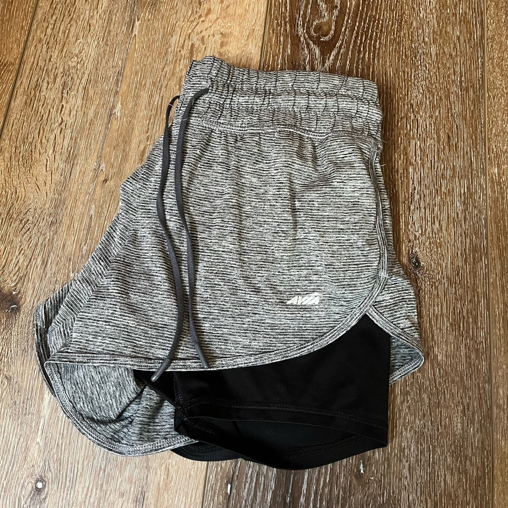 Avia Women's Black and Gray Athletic Shorts